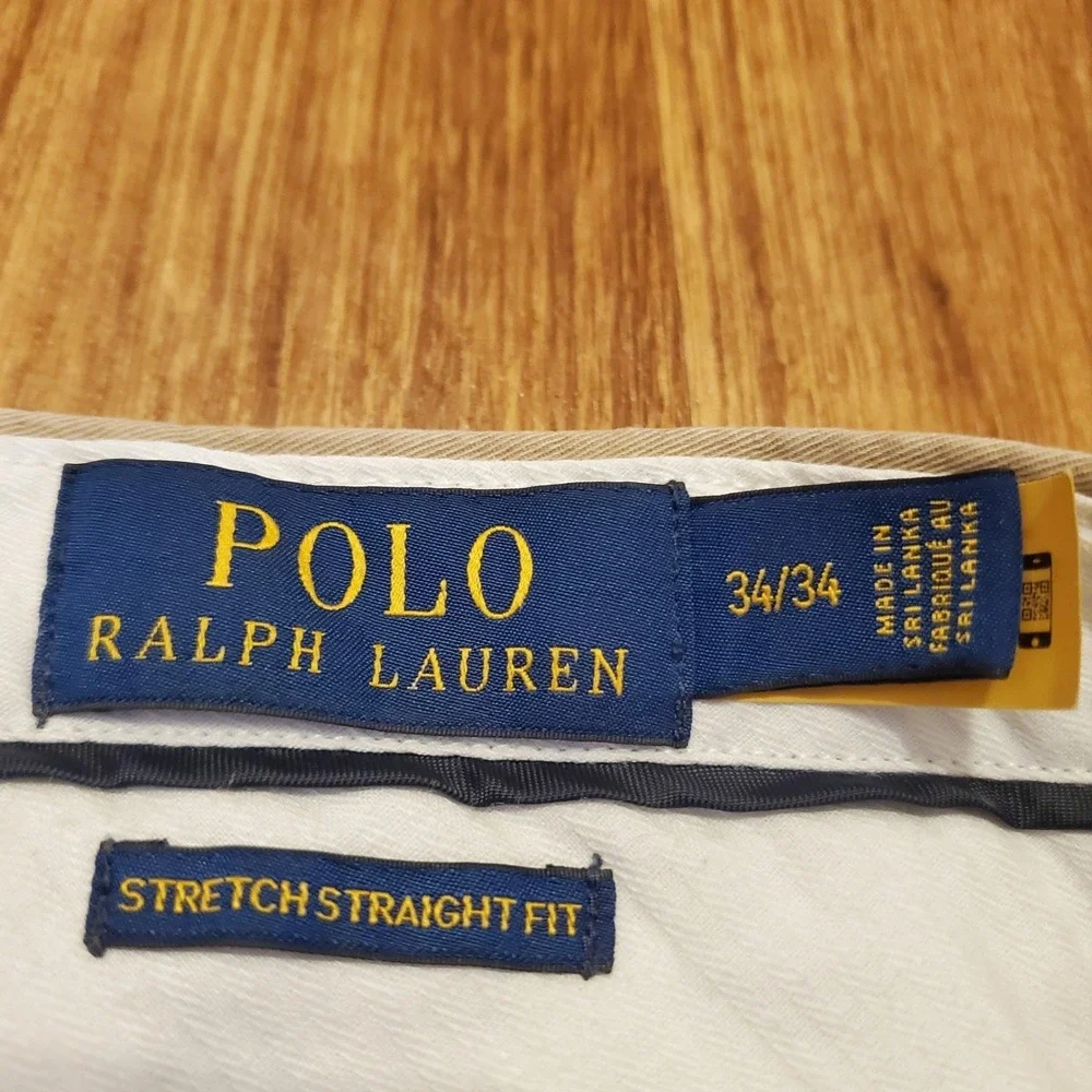 Polo Ralph Lauren Chino Pants Men 34x34 Tan Stretch Straight Fit Khaki Golf